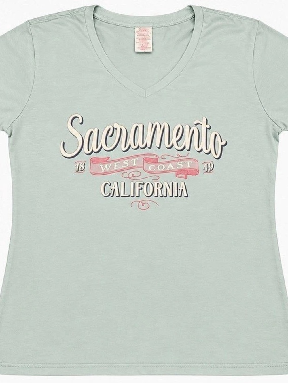 Gildan Sacramento California 1849 Graphic V-Neck Tee Women’s L